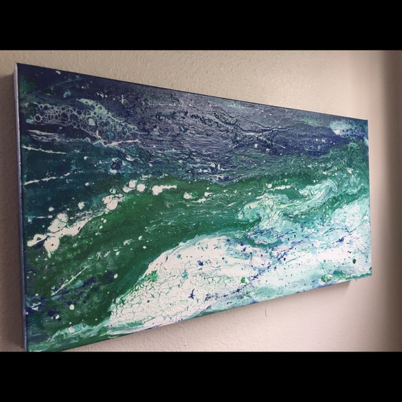 Acrylic painting original art work Ocean signed artist J. Cruz seascape beach - Picture 5 of 10